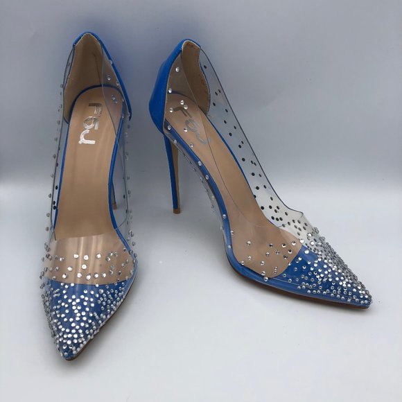 FSJ Shoes - FSJ Studded Pointed Toe Transparent Pumps Heels